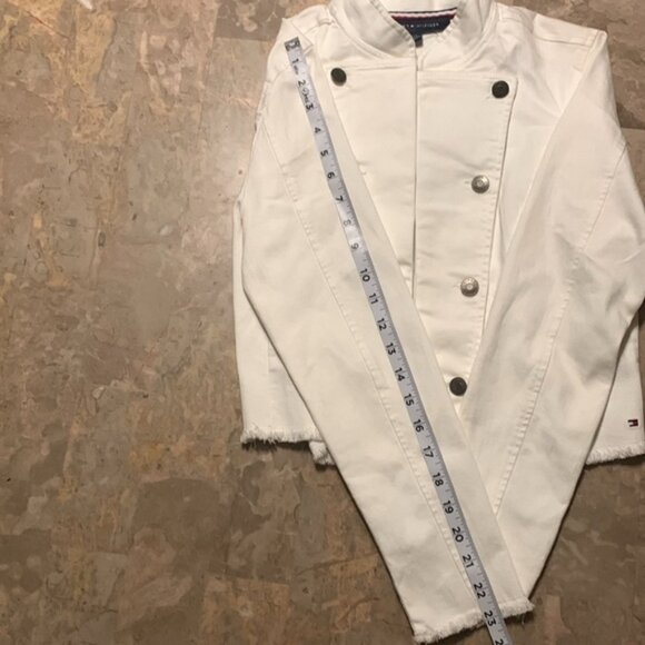 Tommy Hilfiger White Jean Jacket Cropped Design - Picture 6 of 10